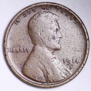 Vf Detail 1914 - D Key Date Lincoln Wheat Cent Penny
