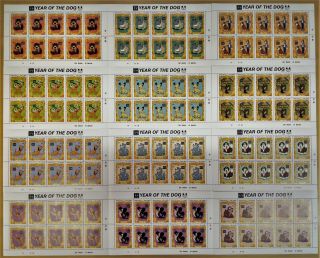 T324.  10x Gambia - Mnh - Animation - Disney - Year Of The Dog - Full Sheet