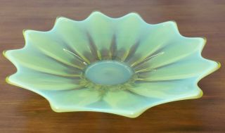 Fostoria HEIRLOOM Vaseline Canary Opalescent Art Glass Shallow 9 3/4 