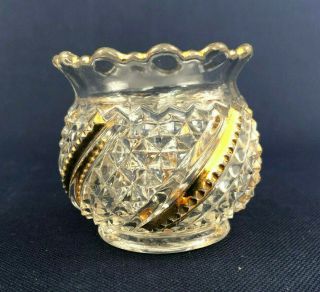 Antique U.  S.  Glass Co.  Clear Pressed Glass Toothpick Holder Diamond Swirl C.  1895