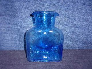 Vintage Blenko Ice Blue Art Glass Water Carafe