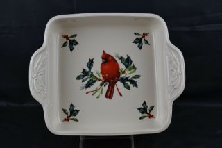 Lenox Winter Greetings Square Baking Dish Red Cardinal