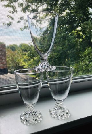 Vtg Anchor Hocking " Boopie Clear " Water Goblets / Glasses Set Of 3,  9 Ounce.