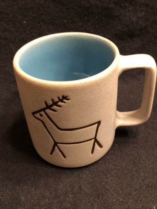 Vintage Pigeon Forge Pottery Coffee Cup Mug Blue Interior Buck Deer Euc
