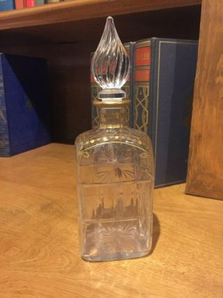 Antique Daum Nancy Art Glass Decanter - Signed And Painted In Gold Highlights