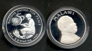Malawi For Un 50 Anniversary,  Silver Proof Coin