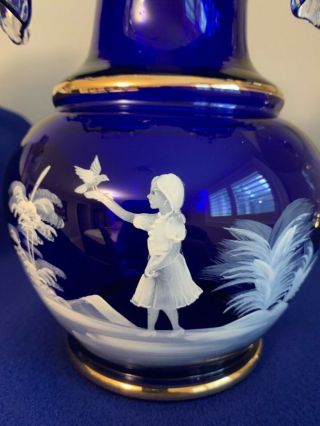 Cobalt Blue Mary Gregory Vintage Ruffled Vase 2
