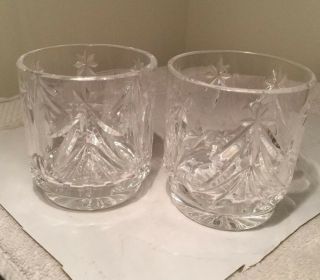 Set Of 2 Waterford Crystal Happy Holidays Christmas Votive Candleholders Excelle