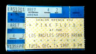 1987 Pink Floyd Concert Ticket Stub A Momentary Lapse Of Reason Tour Los Angeles