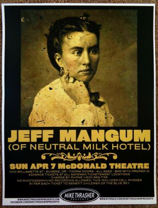 Jeff Mangum Neutral Milk Hotel 2013 Poster Gig Eugene Oregon Concert