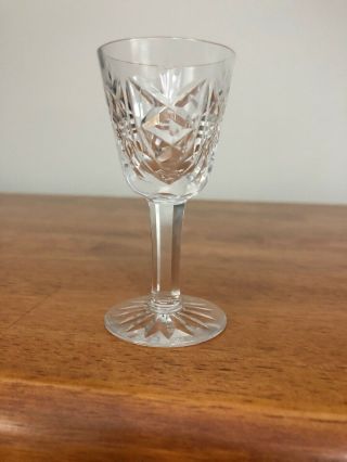 Waterford Crystal Cordial Glass Clare Cut Criss - Cross Curved Lines Cut Foot 3.  5”