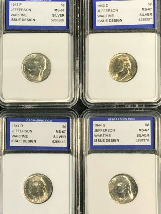 1942 - 1945 Silver Wartime Jefferson Nickel Complete Set of 11 Gem BU Uncirculated 3