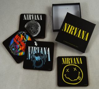 Boxed Set Of 4 Collectable Nirvana Drinks Coasters.  Officially Licensed.