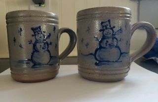 Rowe Pottery Snowman Salt Glaze Coffee Mug Cup Cambridge Wi 2008 2