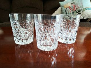 Crystal Cut Double Old Fashioned Whiskey Scotch Glasses Set Of 3 Diamond & Vines