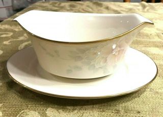 Noritake Sweet Surprise 7702 Fine China Gravy Boat With Attached Under Plate