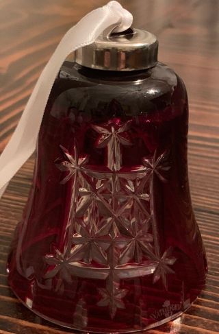 Waterford Crystal Red Snow Crystals Bell Ornament - Christmas - Box
