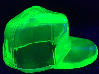 Green Vaseline Glass Hat / Baseball Sports Cap Uranium Yellow Art Little League