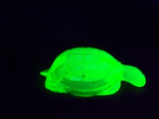 Green Vaseline Glass Point Tail Turtle ( (id156897))