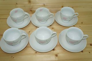 Mikasa Serenade Pink (6) Cups,  3 1/8 " & (6) Saucers,  6 1/8 "