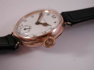 Mens Early WW1 Era 9k Gold Rolex Officers Trench Watch. 2
