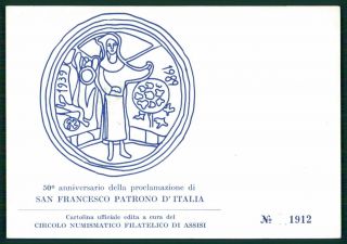 Italy 1989 Saint St.  Francis Of Assisi Birds Bird Official Card Ltd.  H3405