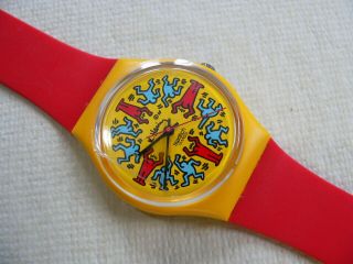 1985 Modele Avec Personnages Gz100 Keith Haring Swatch Watch