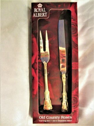 Royal Albert Old Country Rose Knife And Fork Serving Utensil Gold Accent