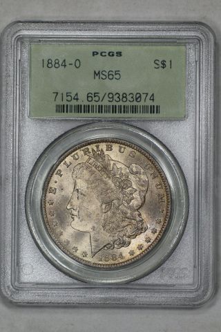 1884 O Morgan Dollar $1 Pcgs Certified Ms 65 Ogh Old Green Holder (074)