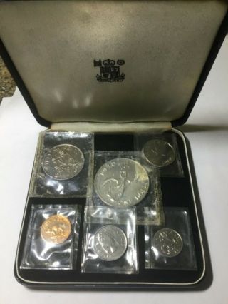 1970 Bermuda First Decimal 6 - Coin Set Including Silver Dollar W/box Nr