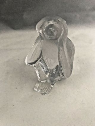 Daum Crystal Hear No Evil Monkey Paperweight Figurine France Signed