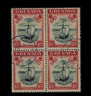 Grenada 1938 George Vi 10s Block Of 4 Very Fine - Sg163 Ref:a262
