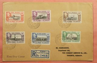 1938 Falkland Islands Fdc Pictorials Registered