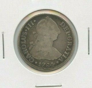 1784 Fm Mexico 2 Reales Silver - Charles Iii - Toning