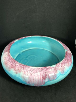 Robinson Ransbottom Pottery Roseville Ohio Blue Pink Drip Console Bowl Large (c)