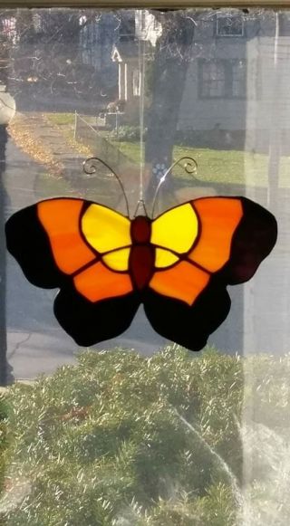 Monarch Butterfly Stained Glass Suncatcher,  Hand Crafted