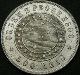 Brazil 500 Reis 1889 - Silver - Xf,  - 1841 ¤