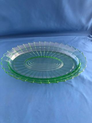 Sierra Pinwheel Green Depression Glass Jeanette Oval Platter -