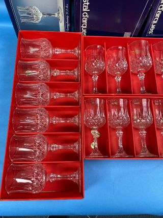 Set (10) 25cl,  (8) 17.  5 Cl Longchamp Cristal d ' Arques Crystal Wine Glass 3
