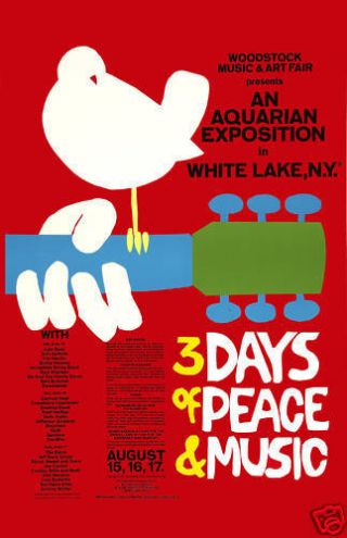 Psychedelic Rock: Woodstock Concert Poster 1969 12x18