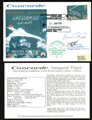 21.  1.  76 Ba Concorde Cpt Norman Todd (, Fred Finn) Signed Cover_london - Bahrain_ 3/3