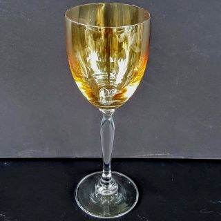 Gold Iridescent Crystal Wine Glass Champagne Stemware 8 " Luster Water Goblet