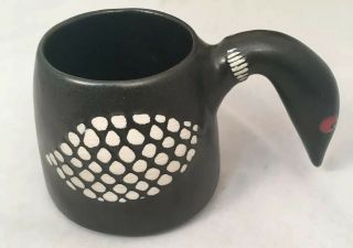 Unique Hand Thrown Pottery Coffee Mug Cup Loon Style Signed Schilf 1996 Limited