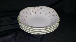 Johnson Bros England Thistle Laura Ashley Set Of 4 Square Cereal Bowls 6 "