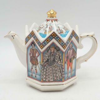 Sadler Teapot Minster Queen Elizabeth I Spanish Armada 1588 No.  4442 England Vtg