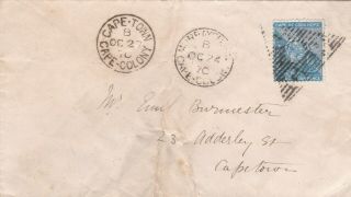 Cape Of Good Hope 1870 Cover Tied With Scarce Barred Triangle Obliterator