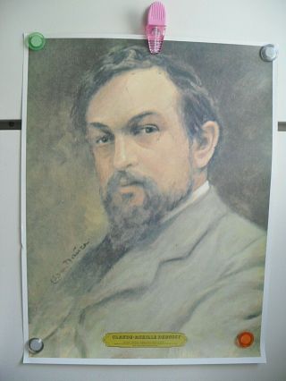 Vtg 1976 Claude - Achille Debussy 22.  5 " Poster Print Music Composer Musician