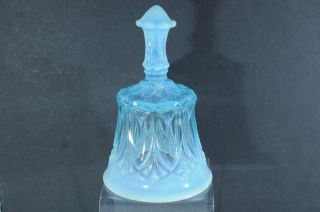 Vtg Fenton Glass Bell Blue & White Opalescent 6.  5 "