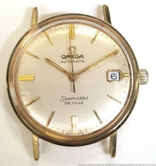 Vintage Omega Seamaster Deville 14k Yellow Gold Mens Automatic Date Watch