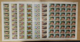 Nicaragua 1988 Scott 1703 - 9 Wild Animals 7v Set Of Full Sheets Of 40 Sets - Mnh